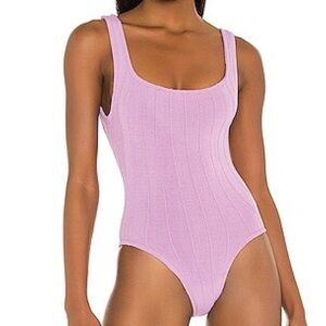 Hunza G Lilac Ribbed One-Piece Swimsuit